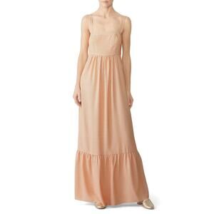 Waverly Grey Luella Maxi‎ Dress Striped Orange White Tiered Small Cottagecore